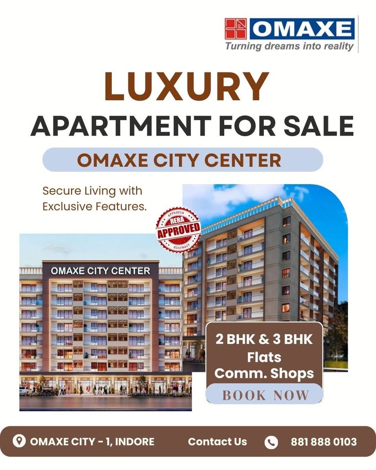 Premium 2 & 3 BHK Flats in Omaxe City-1, A.B. Bypass Road Indore near Omaxe City 1, Indore
