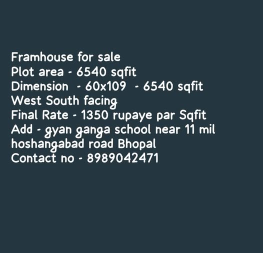 Farmhouse Plot for Sale Near Hoshangabad Road, Bhopal near 11 Mile, Bhopal